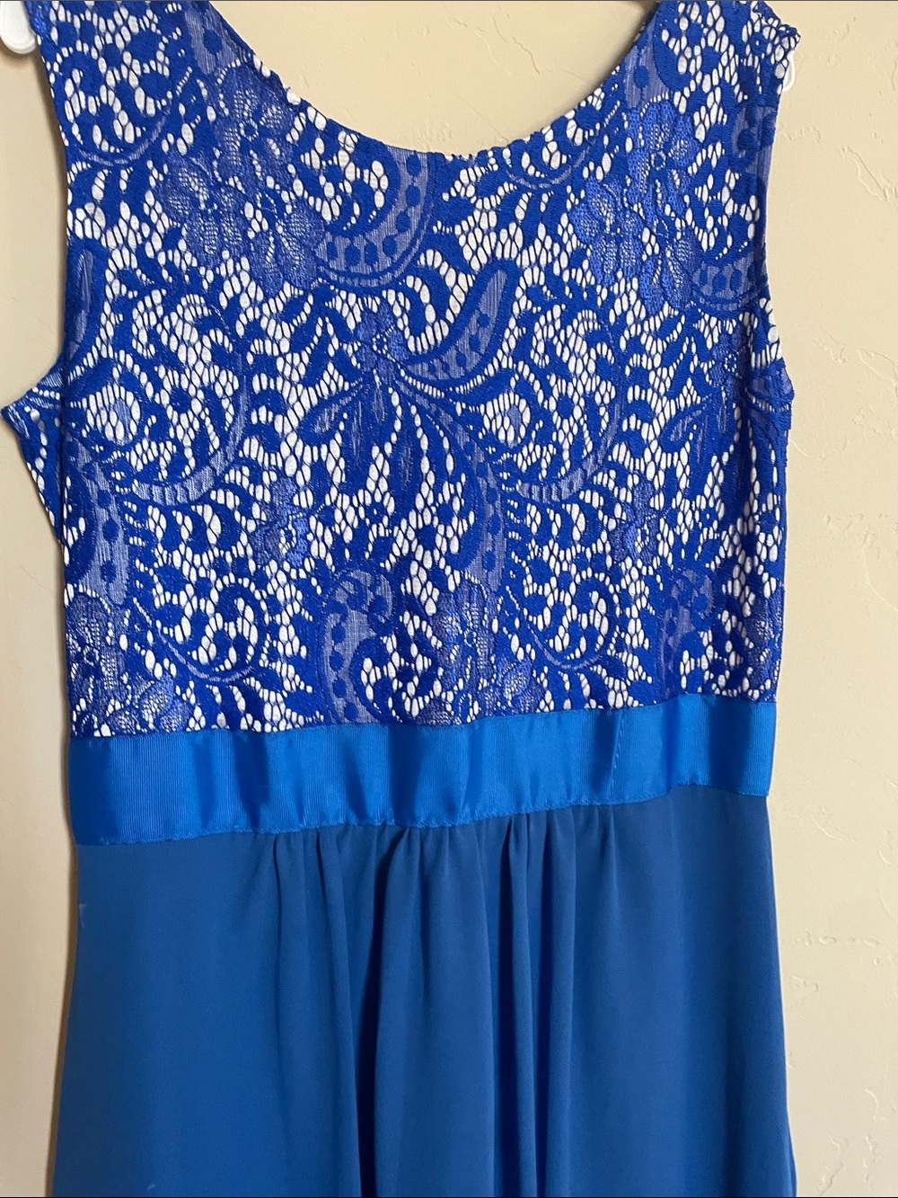 Royal Blue Lace Bodice High-Low Dress - Picture 7 of 7